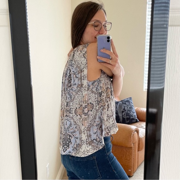 🎃 Free People Darcy Floral Swing High-Low Sleeveless Boho Top Small - Picture 5 of 16